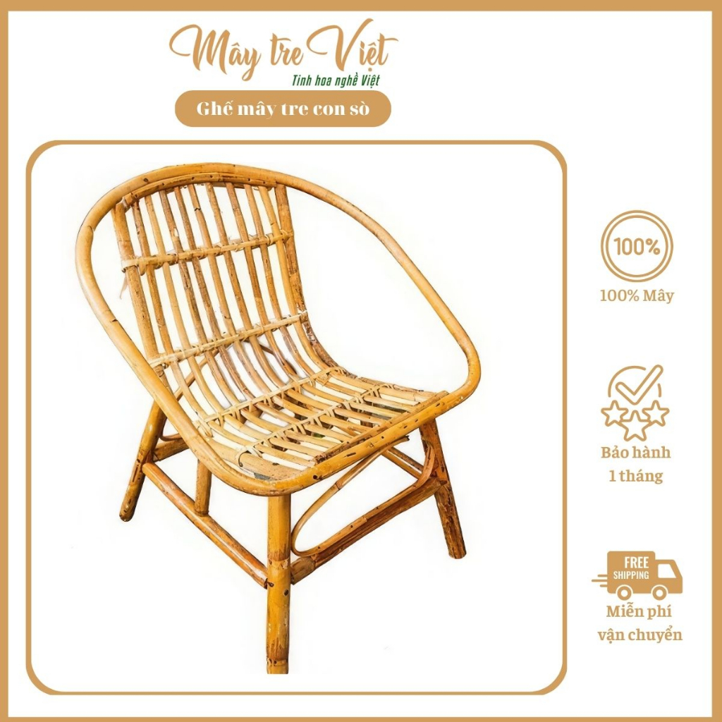 GHẾ MÂY TRE CON SÒ - GHẾ THƯ GIÃN ĐỌC SÁCH, NGỒI BAN CÔNG - Mây Tre Việt