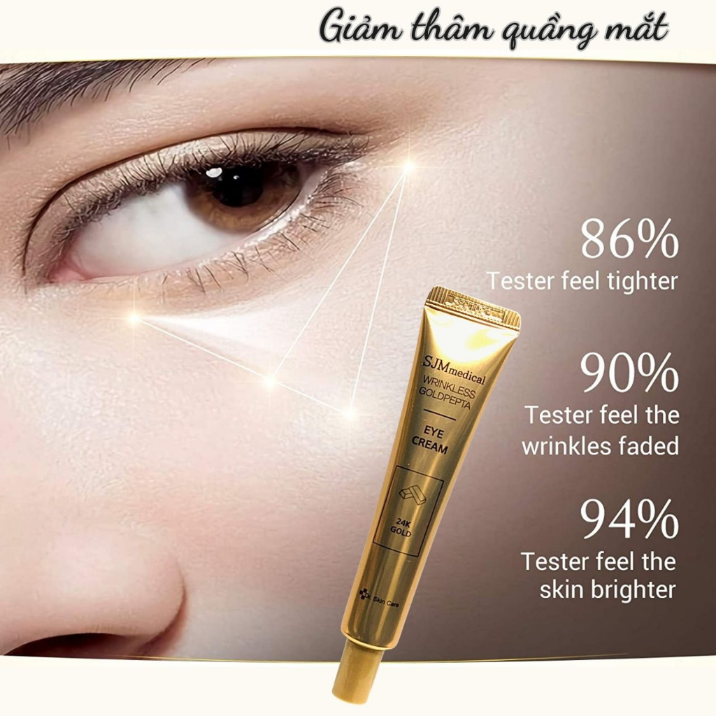 Kem dưỡng mắt giảm nếp nhăn quầng thâm chống lão hóa SJM medical Wrinkless Gold Pepta Eye Cream 24 Gold 40ml Hàn Quốc