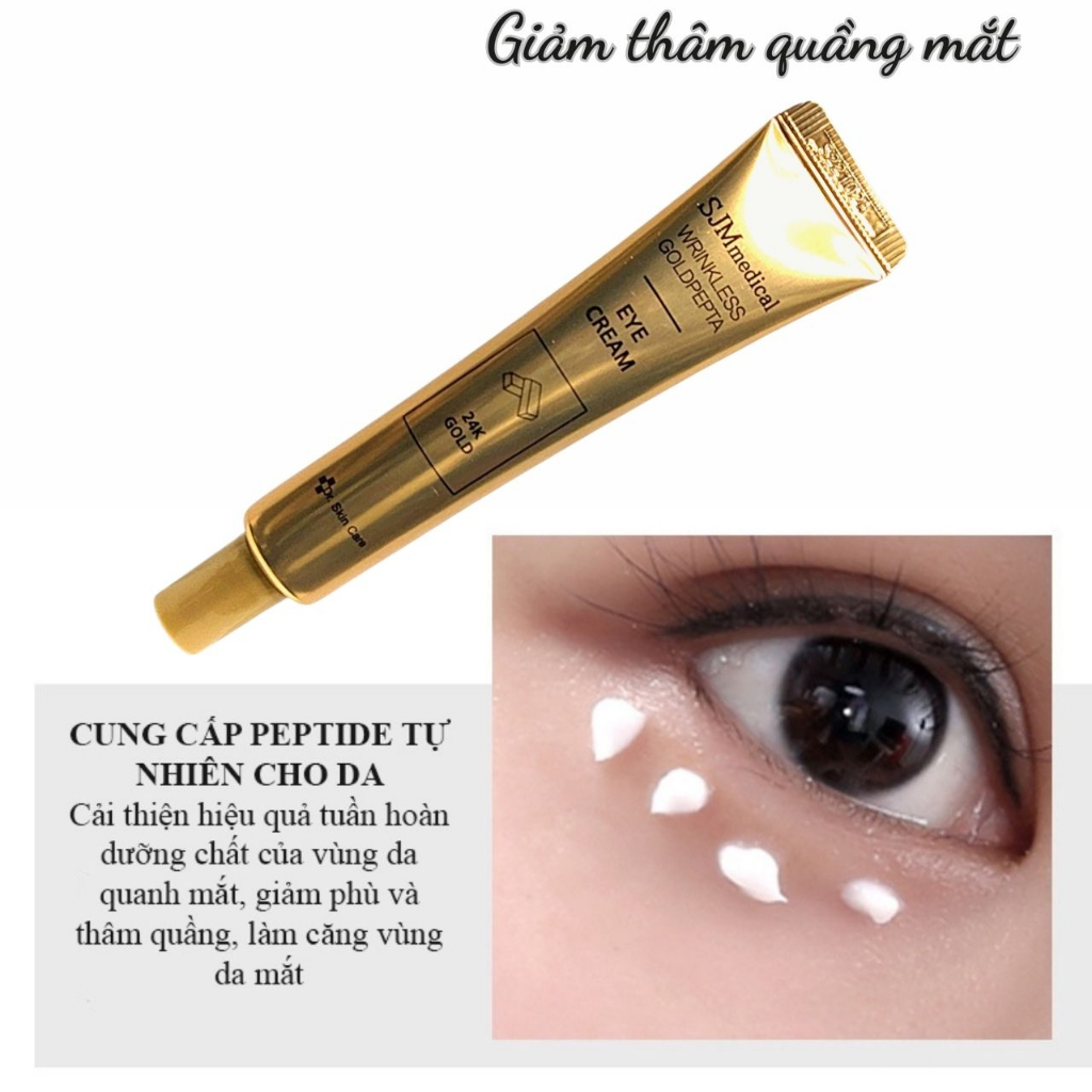 Kem dưỡng mắt giảm nếp nhăn quầng thâm chống lão hóa SJM medical Wrinkless Gold Pepta Eye Cream 24 Gold 40ml Hàn Quốc