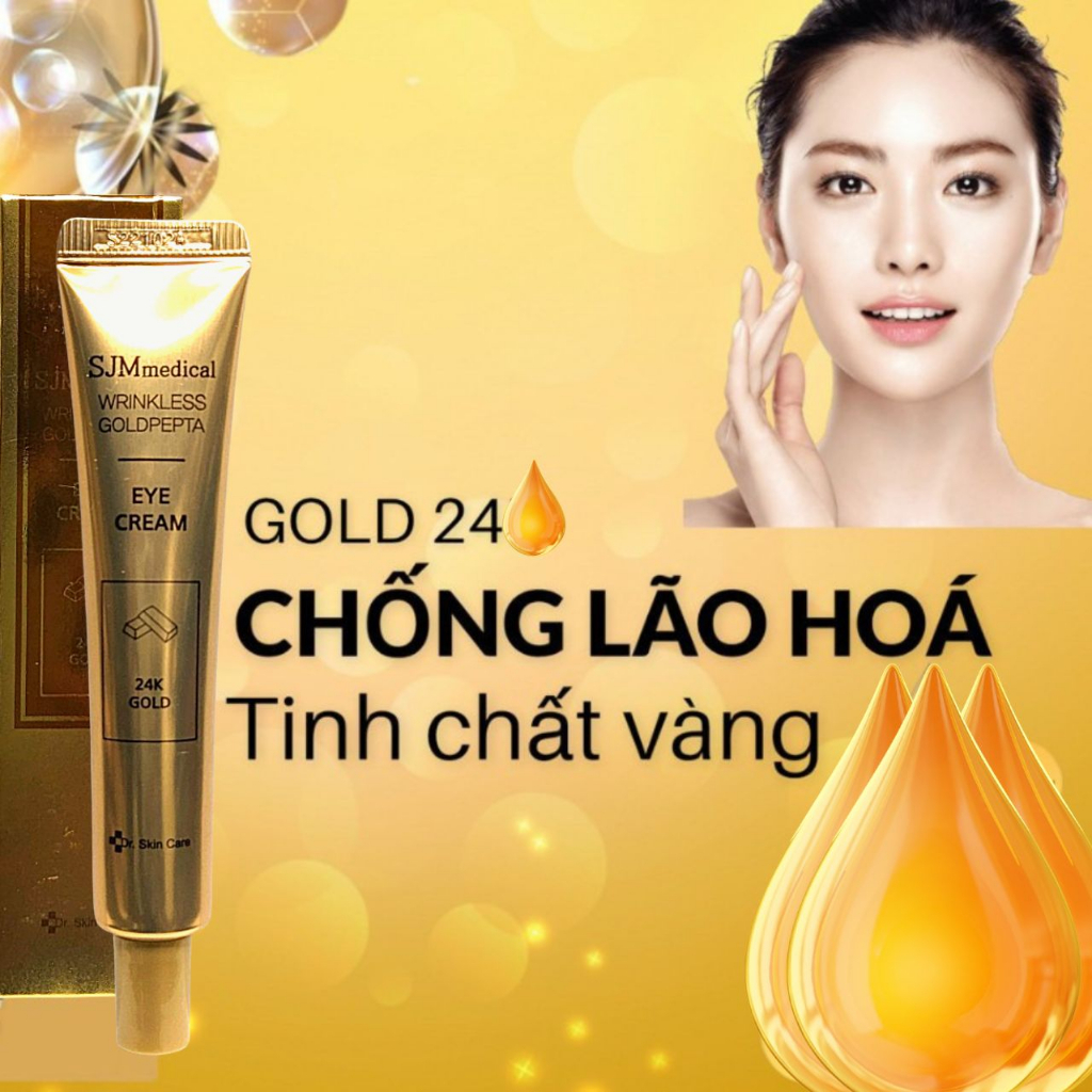 Kem dưỡng mắt giảm nếp nhăn quầng thâm chống lão hóa SJM medical Wrinkless Gold Pepta Eye Cream 24 Gold 40ml Hàn Quốc