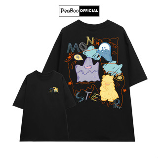 Áo Thun Nữ, Áo Phông Unisex By PEABOO Mã TN Monster Chất Cotton Thoáng Mát Form Rộng Tay Lỡ Cho Nam Nữ