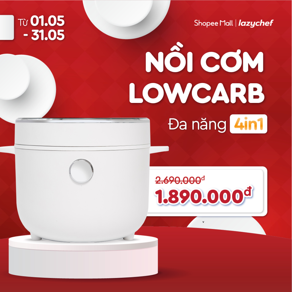 Nồi Cơm Lowcarb Lazychef 4in1 - Công Suất 400W, Hàng Chính Hãng