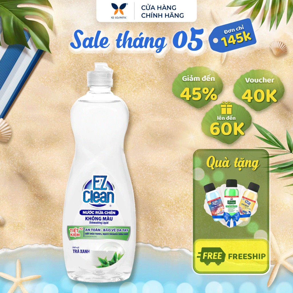 Nước Rửa Chén Không Màu Độc Hại EZ CLEAN 800g