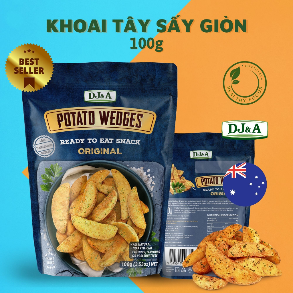 Khoai Tây Sấy Ít Béo Vị Truyền Thống 100g DJ&A - Thích hợp ăn chay - Original Potato Wedges - Giảm Cân Ăn Được