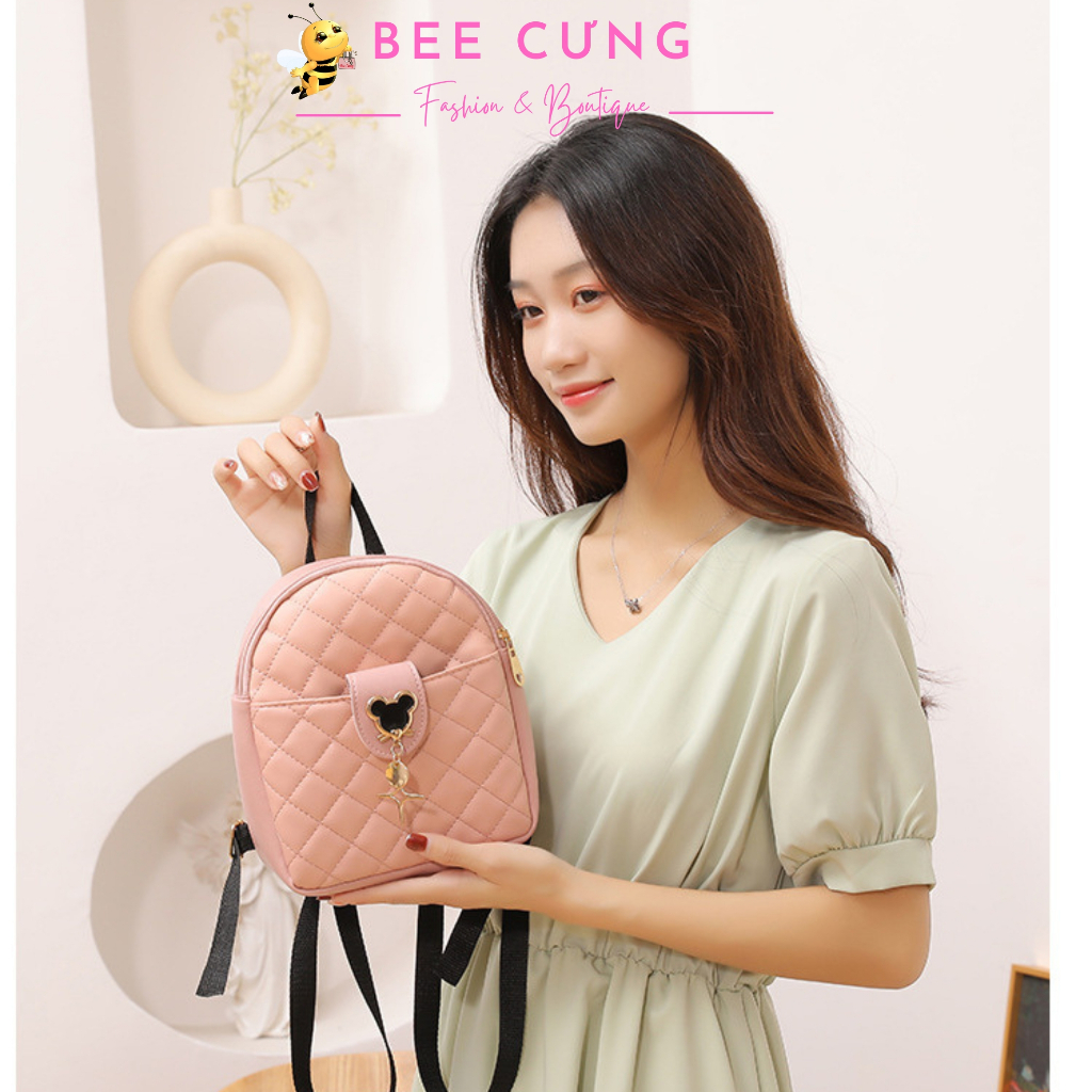 Ba lô mini,balo kiêm túi xách A38 da pu nhỏ gọn phong cách trẻ trung đa năng dùng đi chơi, đi làm bee cưng
