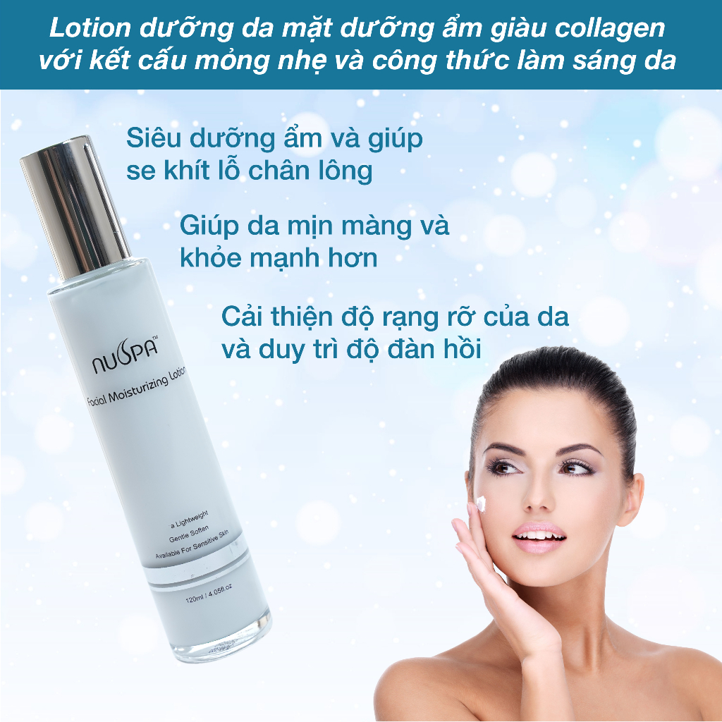 Sữa dưỡng ẩm  da mặt  giàu collagen, Vitamin B5,cấp ẩm, làm sáng da Facial Moisturizing Lotion NUSPA 120ml |NuspaVietNam | BigBuy360 - bigbuy360.vn