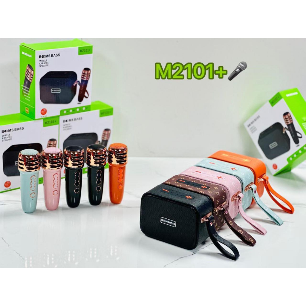 Loa bluetooth mini karaoke kèm mic Boombass M2101 Không dây, kèm 01 mic hát công suất 8w