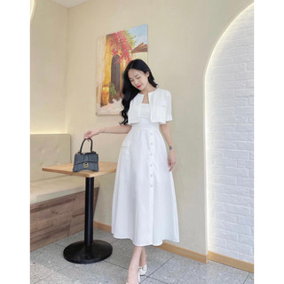 Đầm bigsize hai dây kèm áo khoác ngoài xinh yêu duyên dáng ( Thời trang Vicky G - Anitagreen ) HN0523