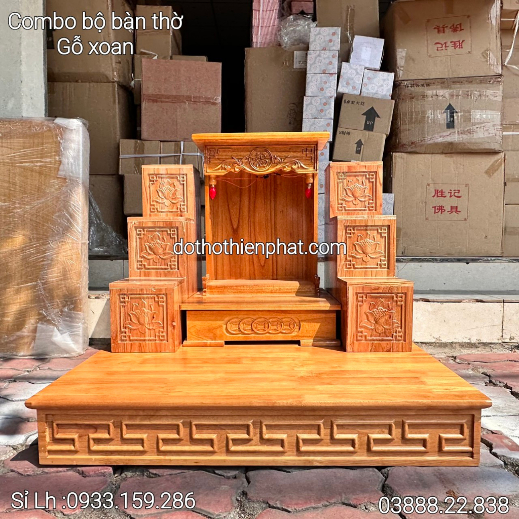 Combo Bộ Bàn thờ ngang 42 gỗ xoan hàng siêu rẻ nhất thị trường Sỉ Lh : 03888.22.838