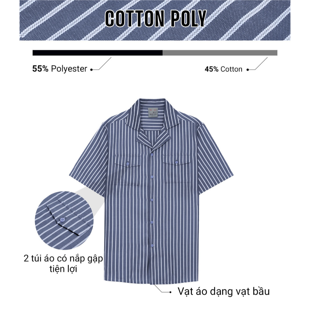 Áo Sơ Mi Sọc Nam Tay Ngắn Cotton Cổ Cuban Thời Trang Thương Hiệu Y2010 TSONS 30 21407 |YaMe|