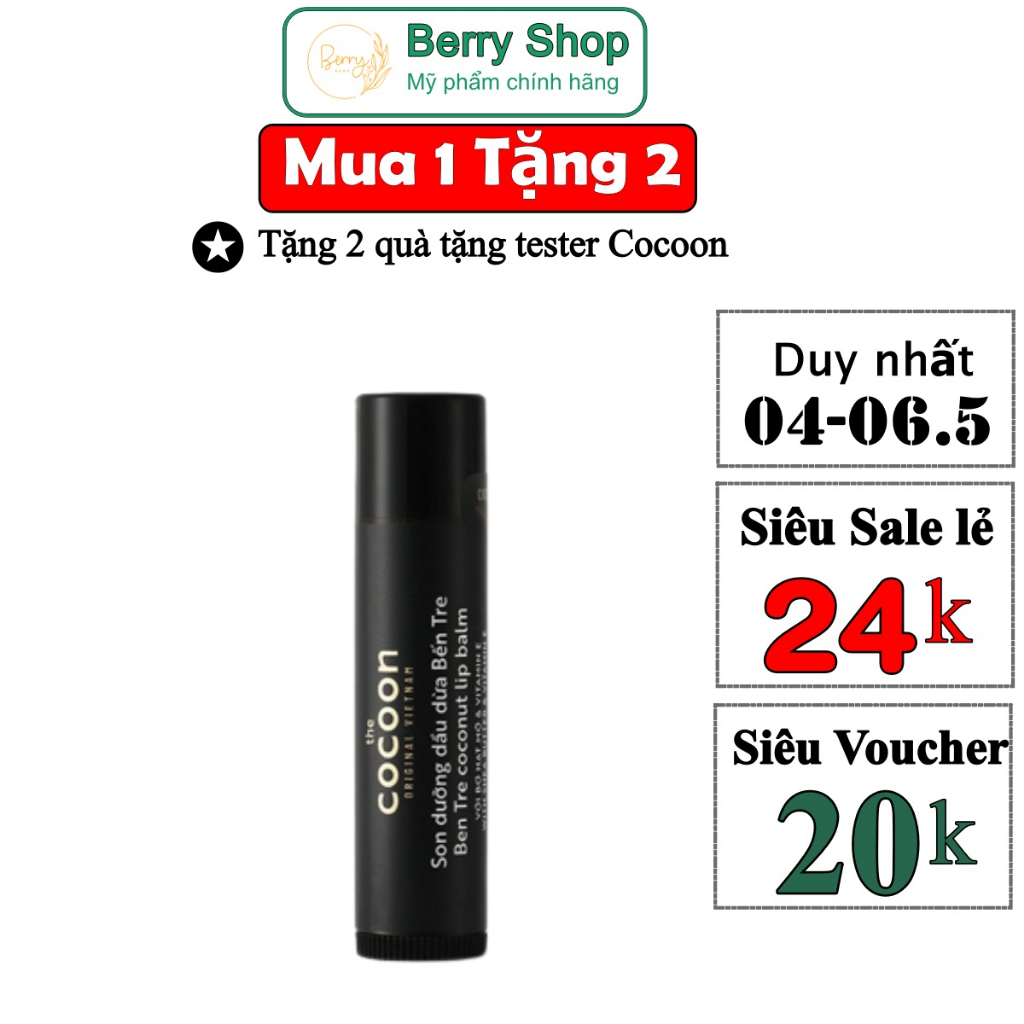 Son dưỡng dầu dừa Cocoon Coconut Lip Balm With Shea Butter & Vitamin E 5g