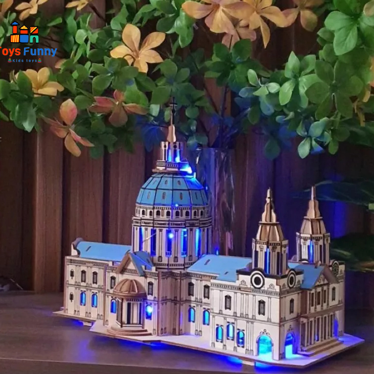 Đồ chơi Lắp ráp 3D gỗ - Mô Hình Lego kiến trúc Nhà Thờ - cắt laser