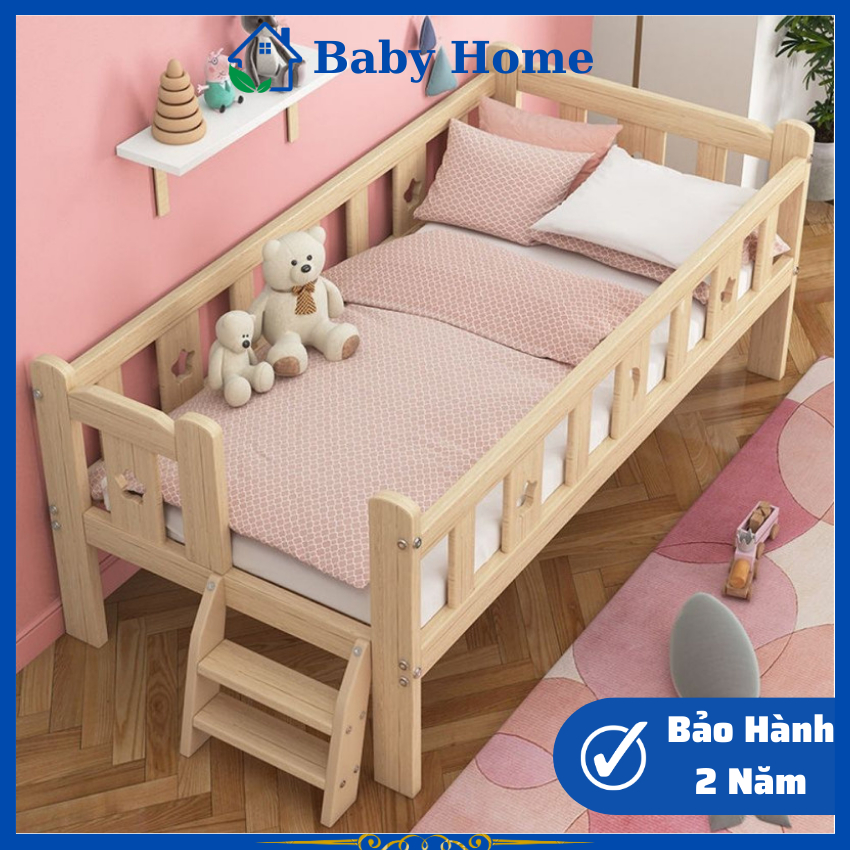 Giường Ghép Cho Bé Cao Cấp Quây 3 Mặt 2 Kích Thước 1m50 và 1m28, Giường Cho Bé Chắc Chắn An Toàn ( Ảnh Thật Khi Lắp )