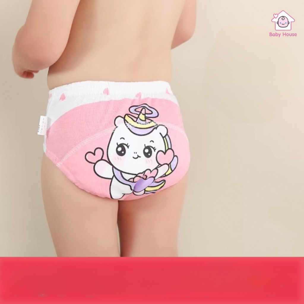 Combo 3 Quần bỏ bỉm cao cấp Baby House siêu Thấm hút, Thoáng khí chống hăm cho bé họa tiết ngộ nghĩnh