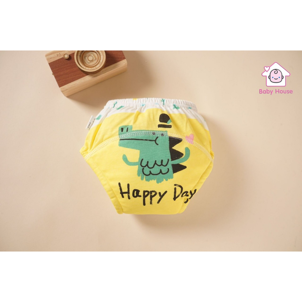 Combo 3 Quần bỏ bỉm cao cấp Baby House siêu Thấm hút, Thoáng khí chống hăm cho bé họa tiết ngộ nghĩnh