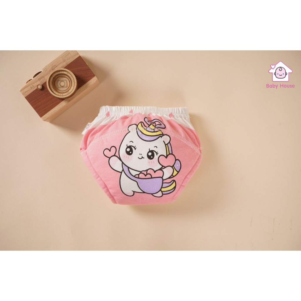 Combo 3 Quần bỏ bỉm cao cấp Baby House siêu Thấm hút, Thoáng khí chống hăm cho bé họa tiết ngộ nghĩnh