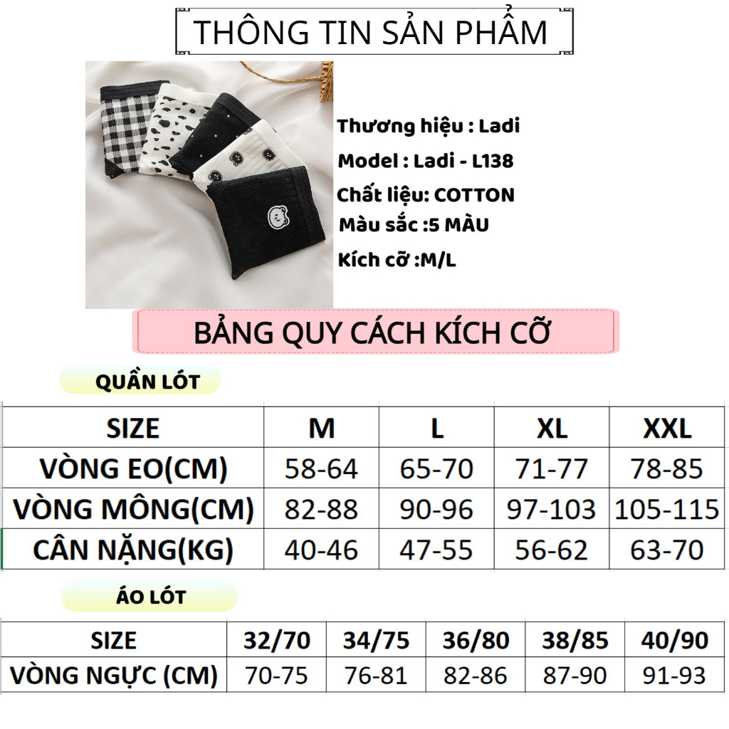 Quần Lót Nữ Cotton Ladi Cao Cấp Thiết Kế Mềm Mại Thoáng Mát MÃ L138