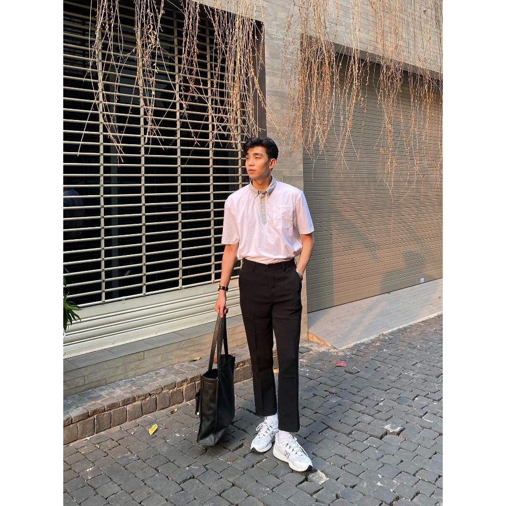 Áo polo nam vải cotton trắng basic phối cổ kẻ sọc Ploman thấm hút thoáng mát co dãn đa chiều thương hiệu JBAGY - JP0202