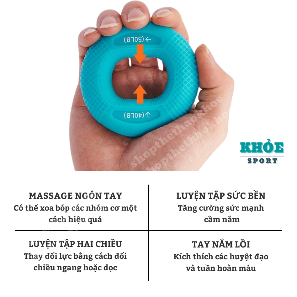 Vòng bóp tay cao su Sillicon SHOP THỂ THAO KHỎE 7 mức nặng