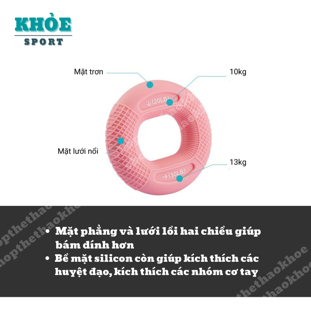 Vòng bóp tay cao su Sillicon SHOP THỂ THAO KHỎE 7 mức nặng