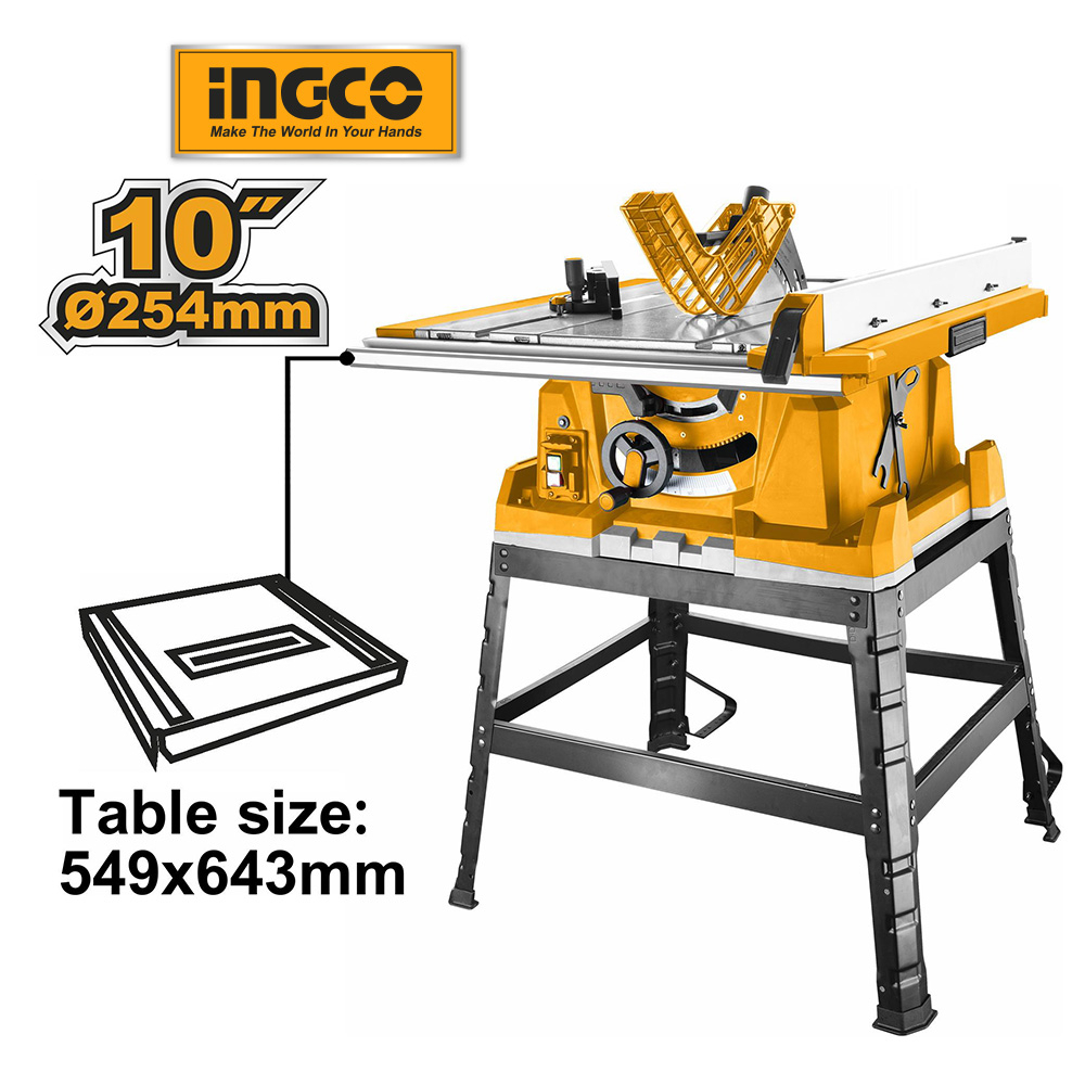 Máy cưa bàn trượt INGCO TS26005 2600W bàn chính 643 mm x 549 mm chuyên cắt gỗ đa năng, tiện ích cho nhà thầu và thợ mộc