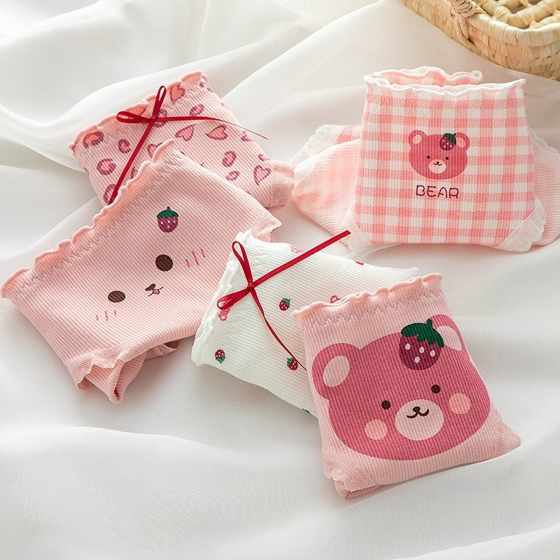 Quần Lót Nữ Cotton Ladi Cao Cấp Mềm Mại Tông Hồng Họa Tiết Cute Gấu Đáng Yêu Thoáng Mát MÃ 1919