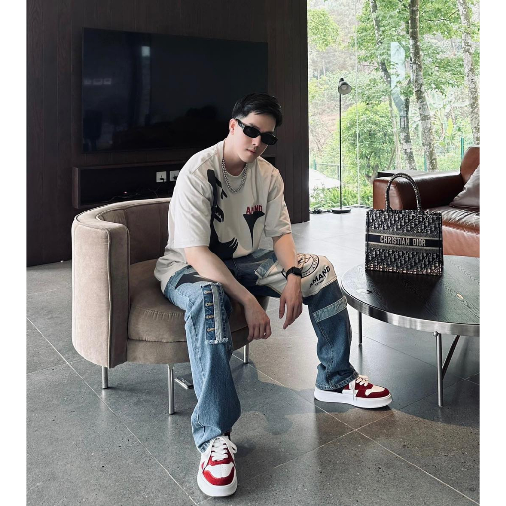 Giày thể thao Amand Low Top Signature Logo Sneaker - GD004/Red