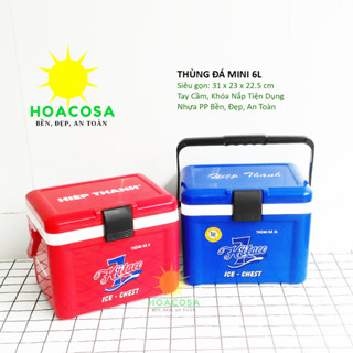  Thùng Đá Mini 6L   6 Lít  -Có Khóa Nắp Tay Cầm Nhỏ Gọn Tiện Lợi Giữ Đá Lâu- Đồ Gia Dụng Hoacosa 