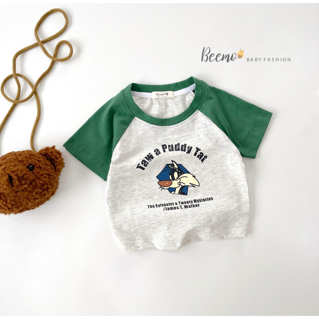 Áo thun cộc tay cho bé BEEMO, chất liệu cotton, thiết kế tay áo raglan B263