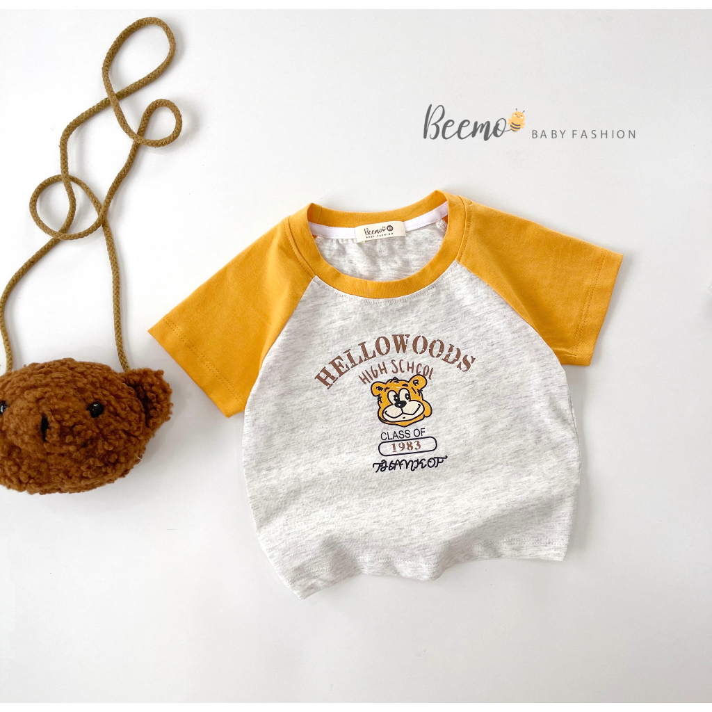 Áo thun cộc tay cho bé BEEMO, chất liệu cotton, thiết kế tay áo raglan B263