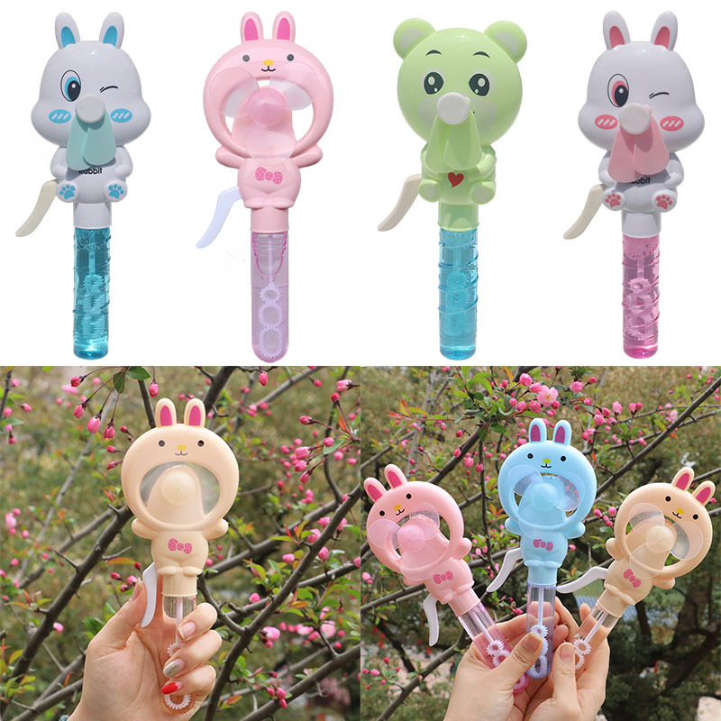 Quạt Bóp Tay Hình Thú Kèm Thổi Bong Bóng Siêu Cute