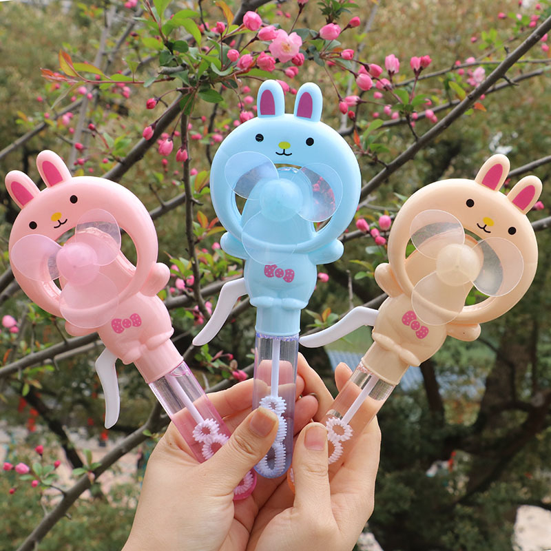 Quạt Bóp Tay Hình Thú Kèm Thổi Bong Bóng Siêu Cute