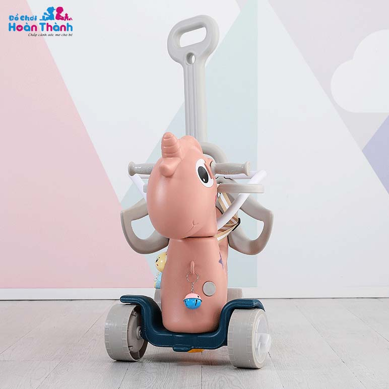 Ngựa bập bênh cho bé đa chức năng 3 in 1 , tay đẩy có thể điều chỉnh hướng phù hợp trẻ em 2 - 6 tuổi