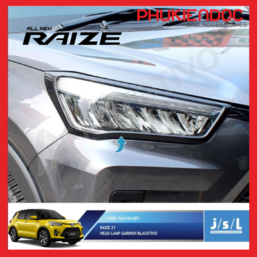 Ốp đèn Toyota Raize 2020 - 2023 nhựa đen nhập khẩu