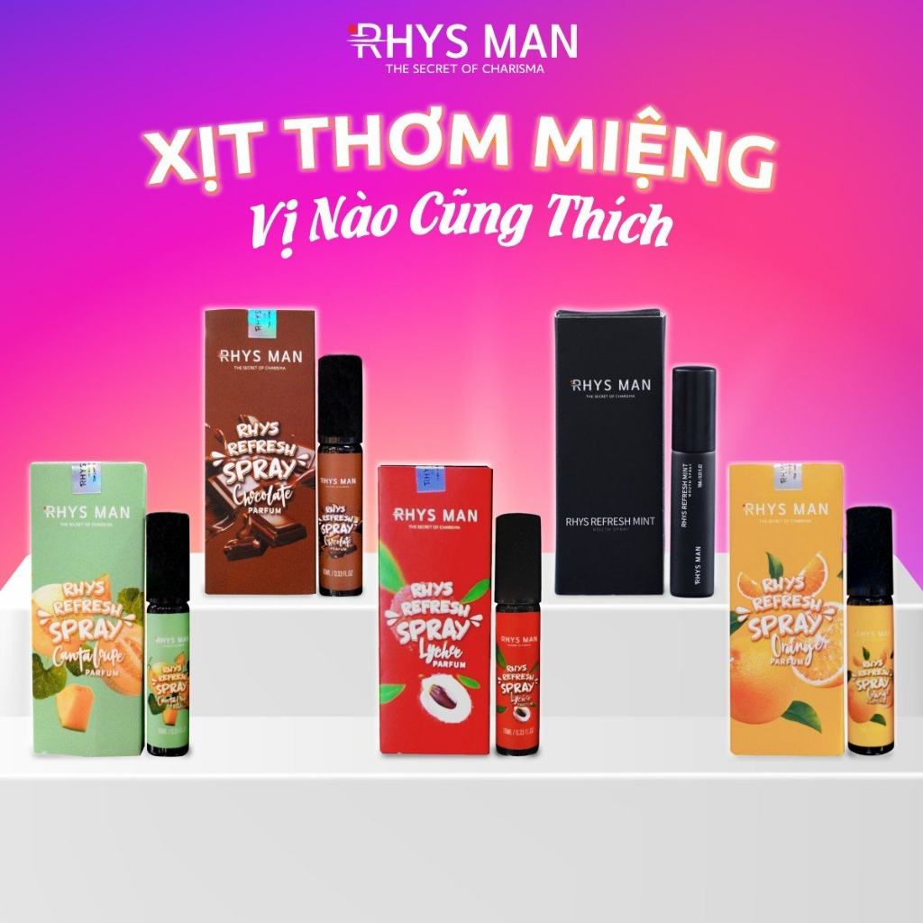 Xịt Thơm Miệng Rhys Refresh Hương Cà Phê và Hương Bạc Hà The Mát RHYS MAN 10ml