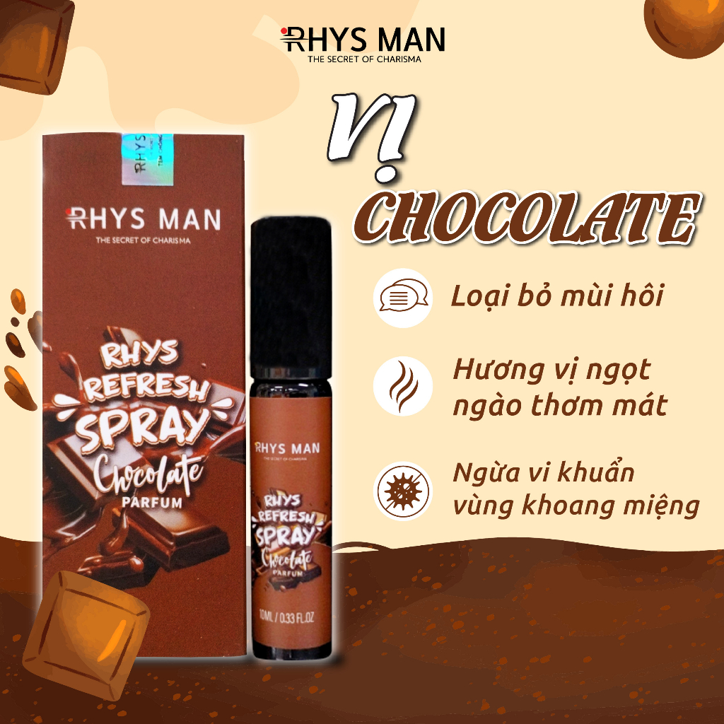 Xịt Thơm Miệng Rhys Refresh Hương Cà Phê và Hương Bạc Hà The Mát RHYS MAN 10ml