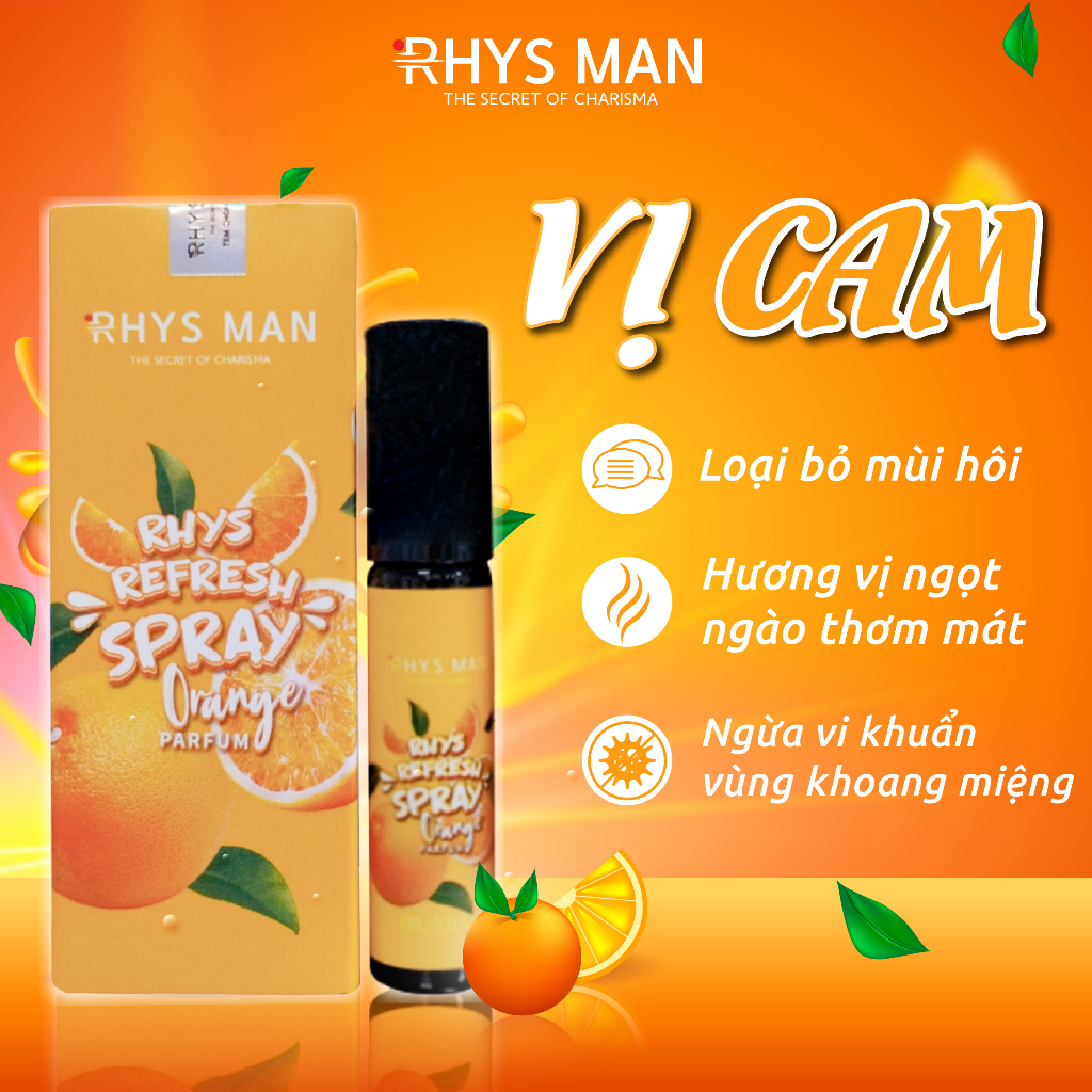 Xịt Thơm Miệng Rhys Refresh Hương Cà Phê và Hương Bạc Hà The Mát RHYS MAN 10ml