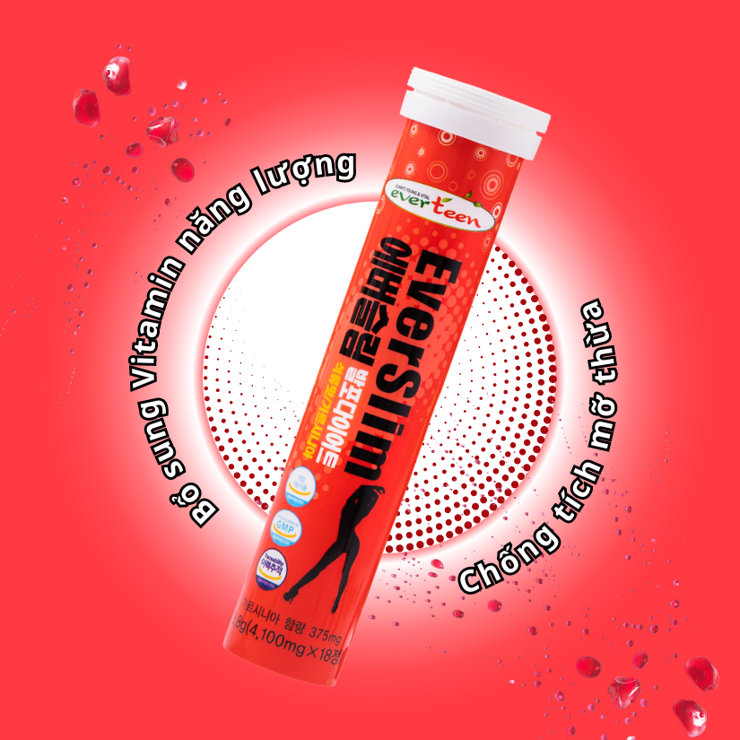 Viên Sủi Hỗ Trợ Giảm Cân Vị Lựu EverSlim Pomegranate Flavor 73,8Gr