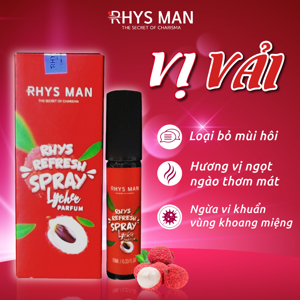 Xịt Thơm Miệng Rhys Refresh Hương Cà Phê và Hương Bạc Hà The Mát RHYS MAN 10ml