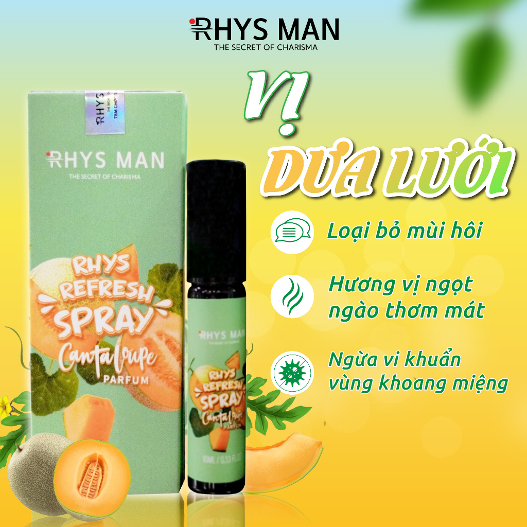 Xịt Thơm Miệng Rhys Refresh Hương Cà Phê và Hương Bạc Hà The Mát RHYS MAN 10ml
