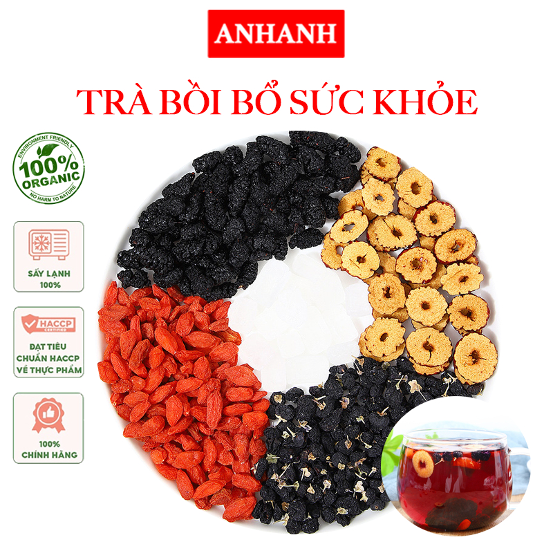 ✅ Trà bồi bổ sức khỏe - bổ máu - mát gan - thanh nhiệt giải độc gồm hắc kỉ tử, kỉ tử đỏ, táo đỏ, dâu tằm, đường phèn