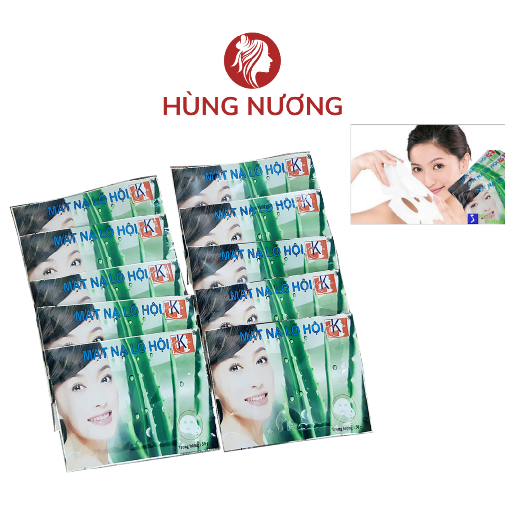 Combo túi 10 miếng mặt nạ dưỡng da LK chiết xuất Lô Hội/Nha Đam giúp trẻ hóa da ( Aloe Vera Mask 50g )