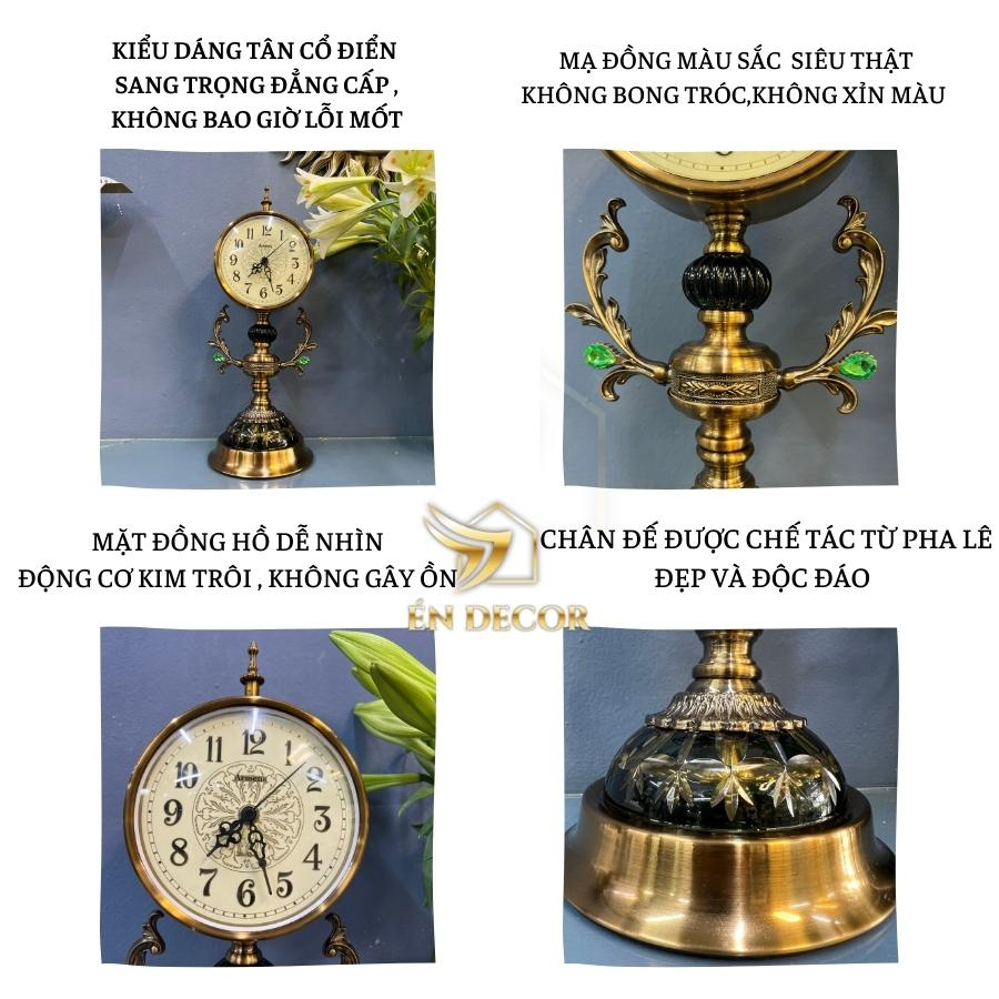 Đồng hồ để bàn decor cách điệu tân cổ điển ÉN DECOR trang trí nhà cửa,phòng khách, văn phòng