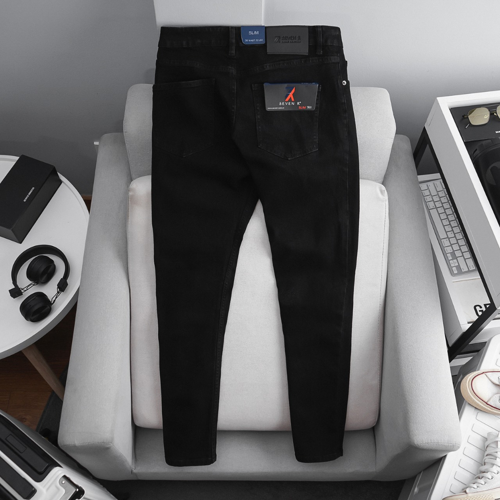 Quần jean đen rách gối vnxk xịn đẹp form slim fit dáng vừa người, chất jean co dãn, phong cách nam giới hàn quốc vintage | BigBuy360 - bigbuy360.vn
