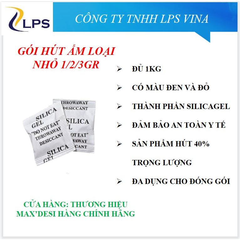Bán sỉ 1000 gói hút ẩm loại 1g/gói ; 500 gói hút ẩm loại 2g hoặc 330 gói hút ẩm 3gr