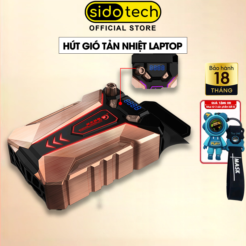 Hút gió tản nhiệt laptop SIDOTECH MAGIC 7 mini hợp kim nhôm cao cấp chống ồn trang bị màn hình LCD cùng đèn LED gaming