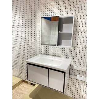 Tủ lavabo treo + tủ gương treo + mặt lavabo kích thước 80cm