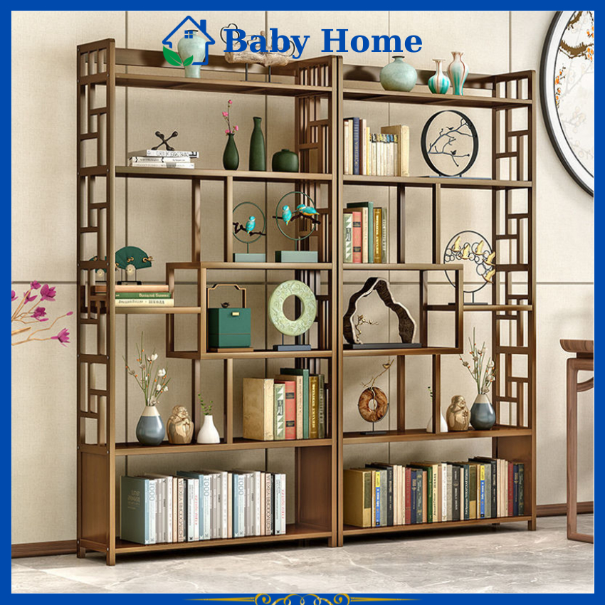 Kệ Tủ Trang Trí Phòng Khách, Làm Vách Ngăn, Để Rượu, Decor Phòng Kích Thước 170*100*25 Chất Liệu Gỗ Tre
