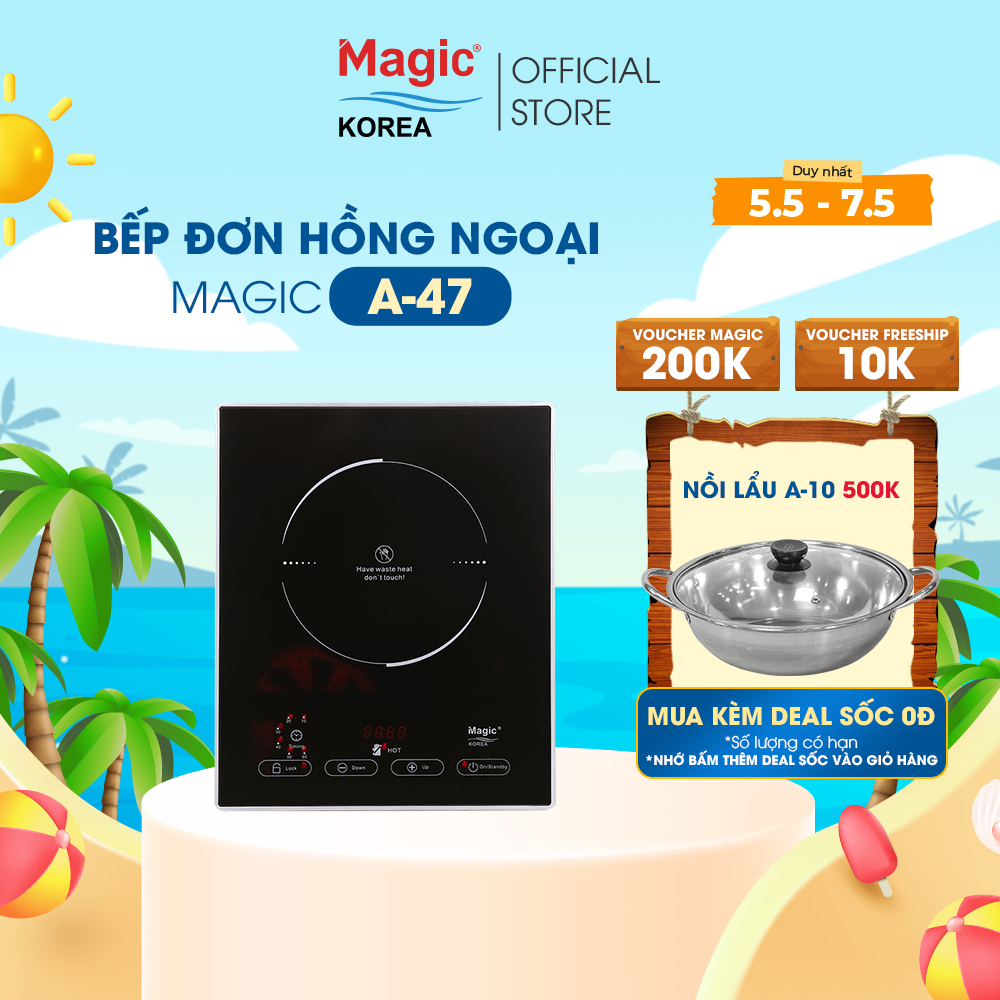 Bếp điện hồng ngoại Magic Korea A47,hai vòng nhiệt không kén nồi thay thế bếp ga,bảo hành chính hãng