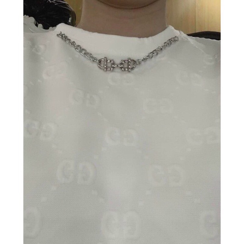 Áo Phông Xốp Vân G Dây Xích Hot Hit Form Rộng Đẹp 2 Màu Đen Trắng